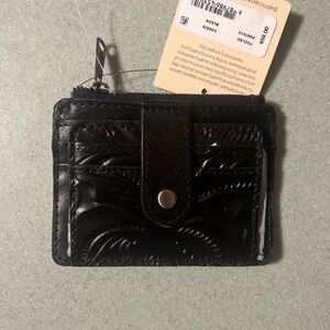Patricia Nash Black tooled Embossed Leather cassis Card Wallet New